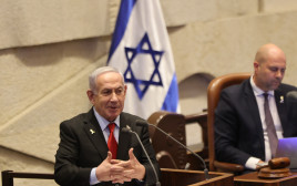 בנימין נתניהו בנאום במליאת הכנסת (צילום: מרק ישראל סלם)