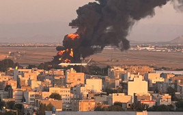 תקיפה בשדה התעופה במשהד, איראן (צילום: רשתות ערביות)